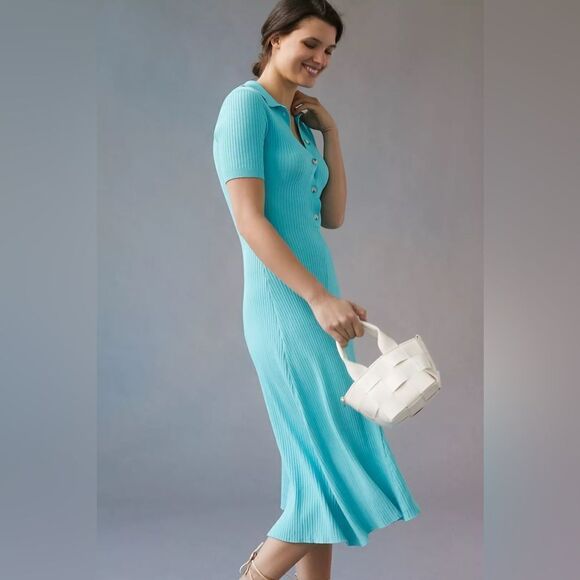 Anthropologie Current Air Collared Ribbed Midi Dress NWT - Picture 3 of 11